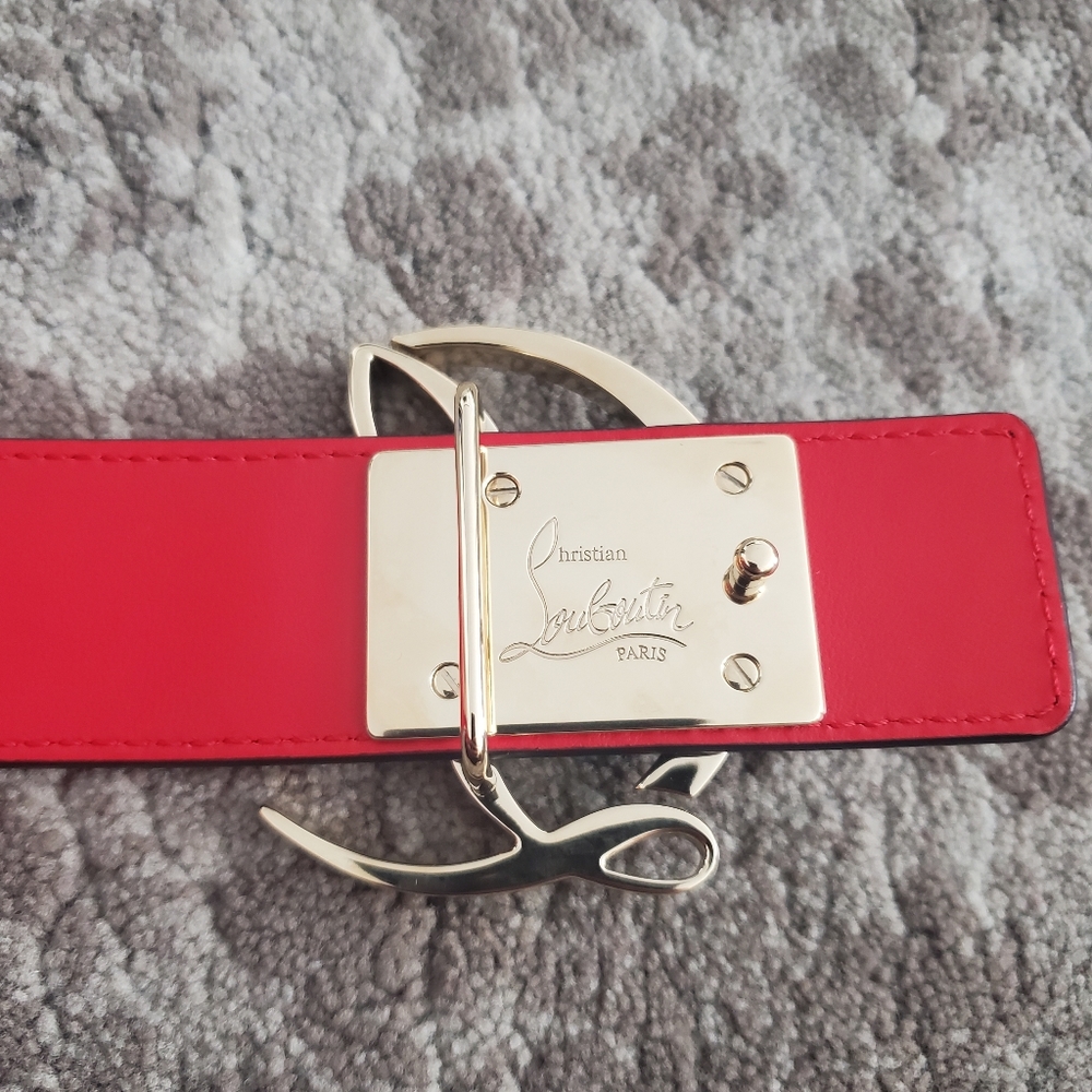 Christian Louboutin CL logo Croc-Embossed Leather Belt Size 75 - Picture 4 of 7